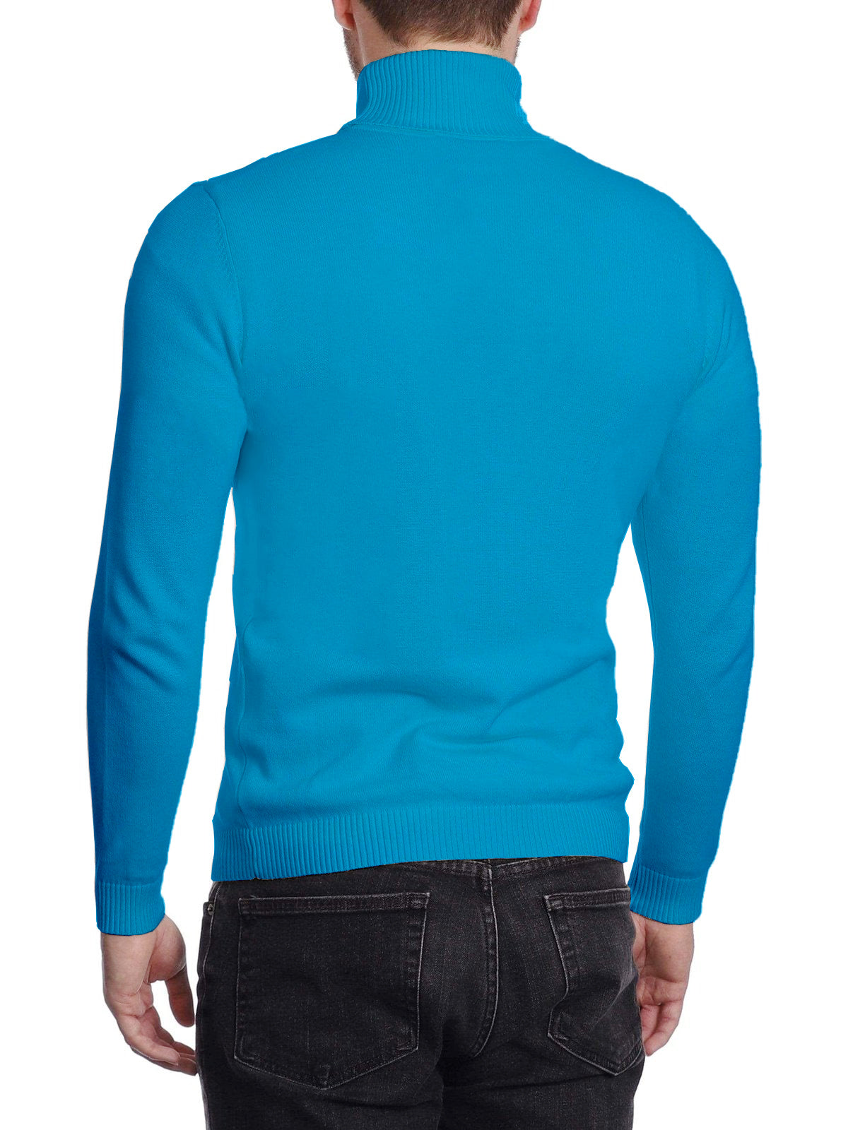 Arthur Black Men&#39;s Caribbean Blue Pullover Cotton Blend Turtleneck Sweater Shirt