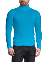 Thumbnail for Arthur Black Men's Caribbean Blue Pullover Cotton Blend Turtleneck Sweater Shirt