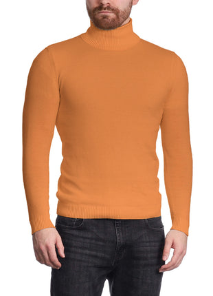 Arthur Black Men's Solid Copper Orange Pullover Cotton Blend Turtleneck Sweater Shirt