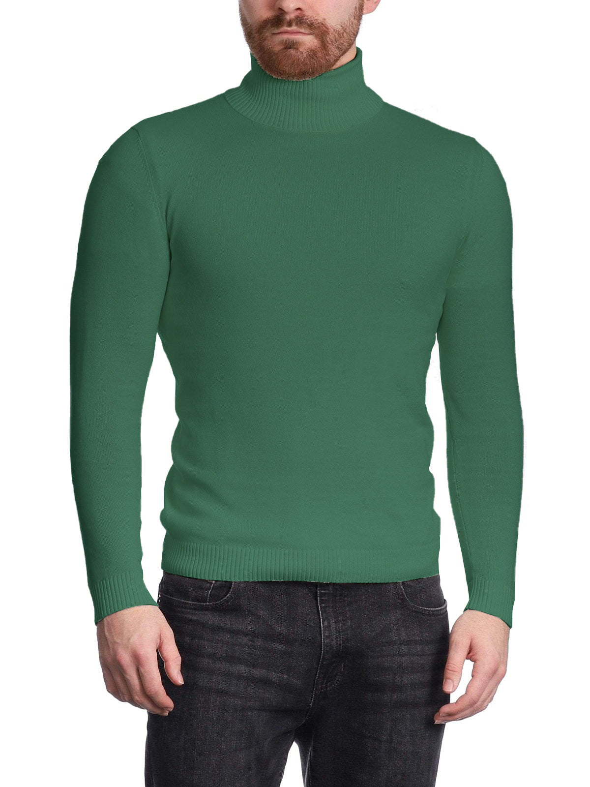 Arthur Black Men&#39;s Hunter Green Pullover Cotton Blend Turtleneck Sweater Shirt