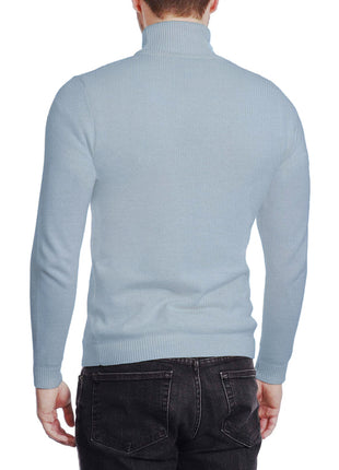 Arthur Black Men's Solid Light Blue Pullover Cotton Blend Turtleneck Sweater