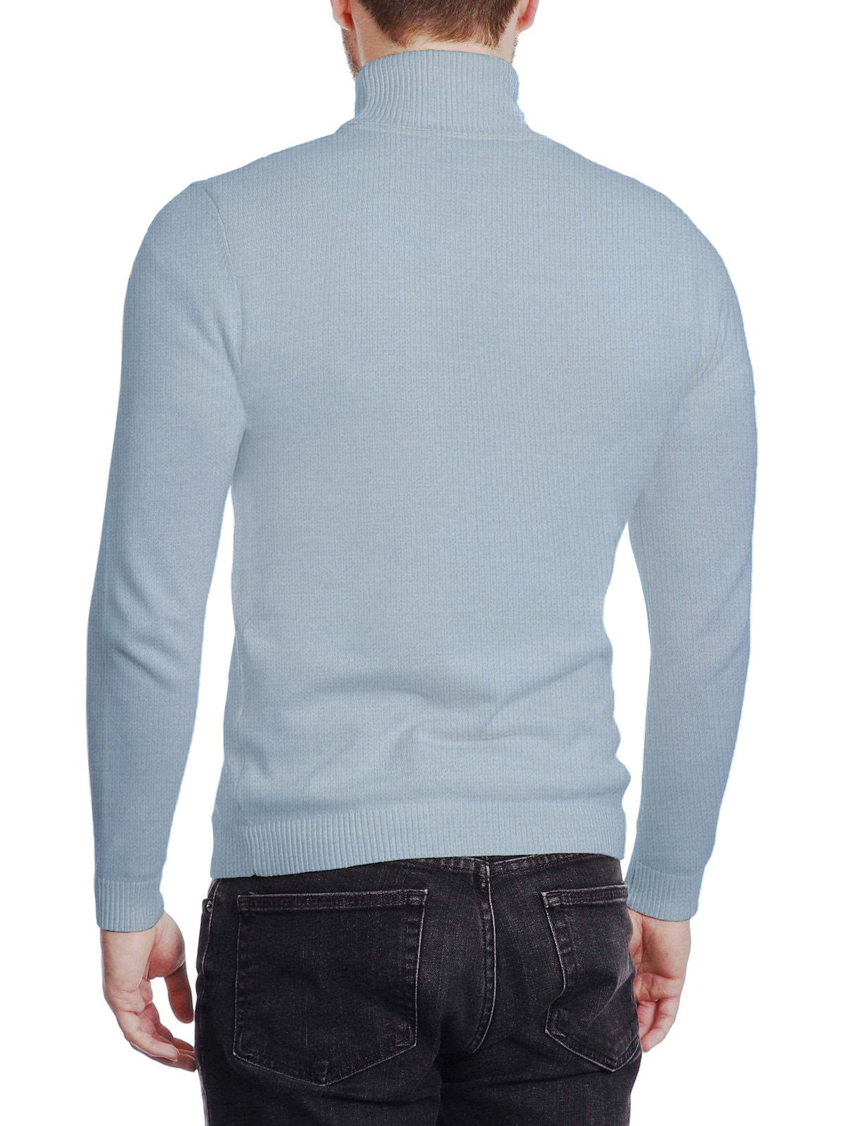 Arthur Black Men&#39;s Solid Light Blue Pullover Cotton Blend Turtleneck Sweater