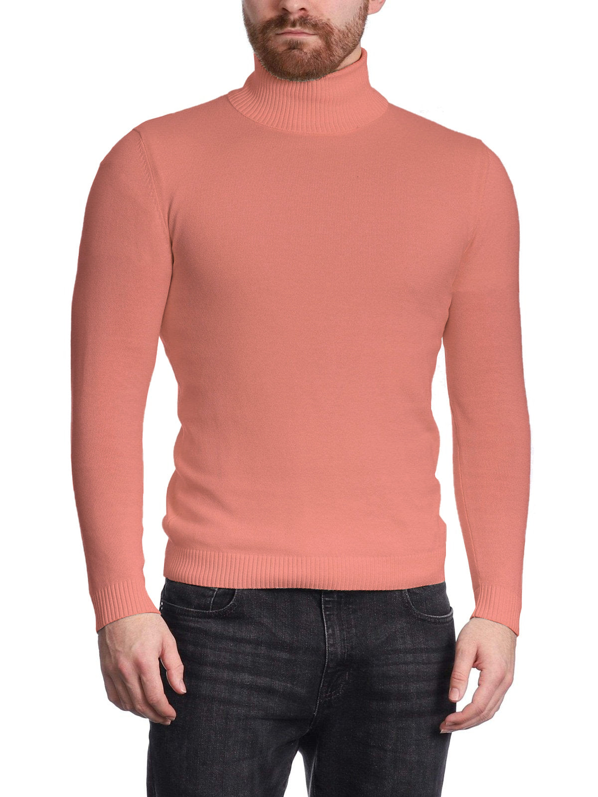 Arthur Black Men's Dusty Rose Pullover Cotton Blend Turtleneck Sweater Shirt
