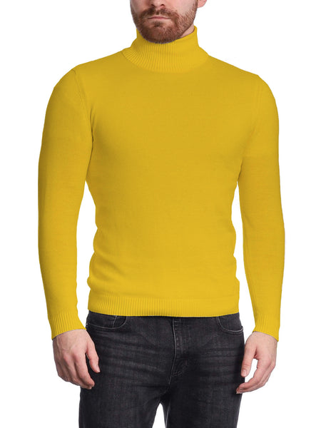 Arthur Black Men's Solid Yellow Pullover Cotton Blend Turtleneck