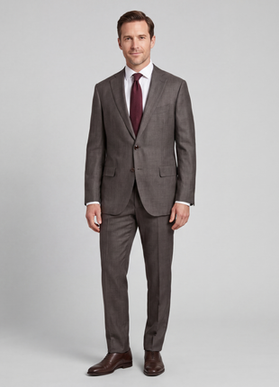 Ermenegildo Zegna Mens Gray Houndstooth Fully-Canvassed Notch Lapel Slim Fit 2-Button Linen Blend Suit - 44R