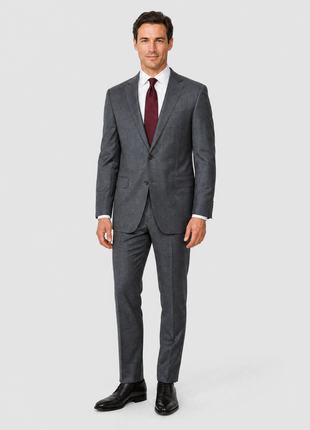 Ermenegildo Zegna Mens Gray Windowpane Fully-Canvassed Notch Lapel Classic Fit 2-Button Wool Suit - 44R