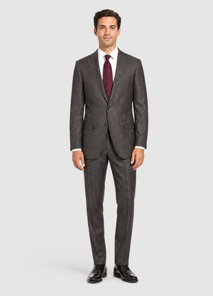 Ermenegildo Zegna Crossover Mens Brown Microcheck Notch Lapel Slim Fit 2-Button Linen Wool Silk Suit - 44L