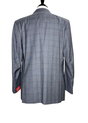 Isaia Mens Charcoal Windowpane Fully-Canvassed Notch Lapel Classic Fit 2-Button Wool Suit - 44L