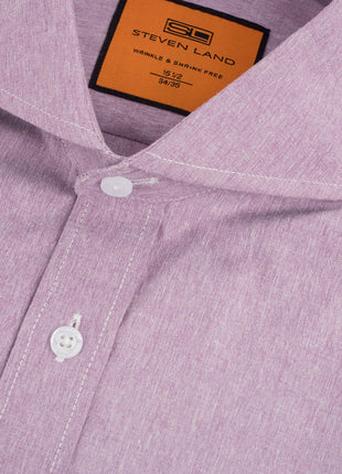 Steven Land Mens Classic Fit Purple Wrinkle Free Cotton Blend Cutaway Collar Dress Shirt