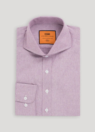 Steven Land Mens Classic Fit Purple Wrinkle Free Cotton Blend Cutaway Collar Dress Shirt