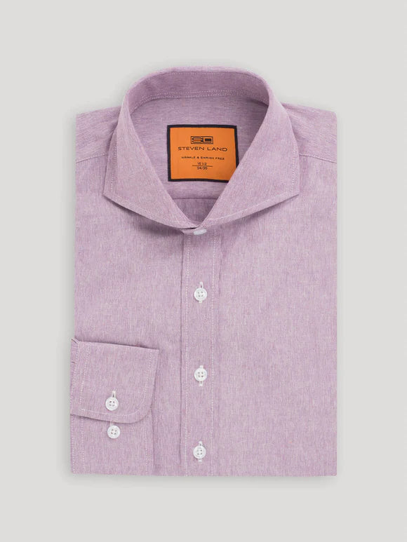 Steven Land Mens Classic Fit Purple Wrinkle Free Cotton Blend Dress Shirt