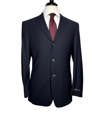 Versace Classic Mens Solid Dark Blue Notch Lapel Classic Fit 3-Button Wool Suit - 38L