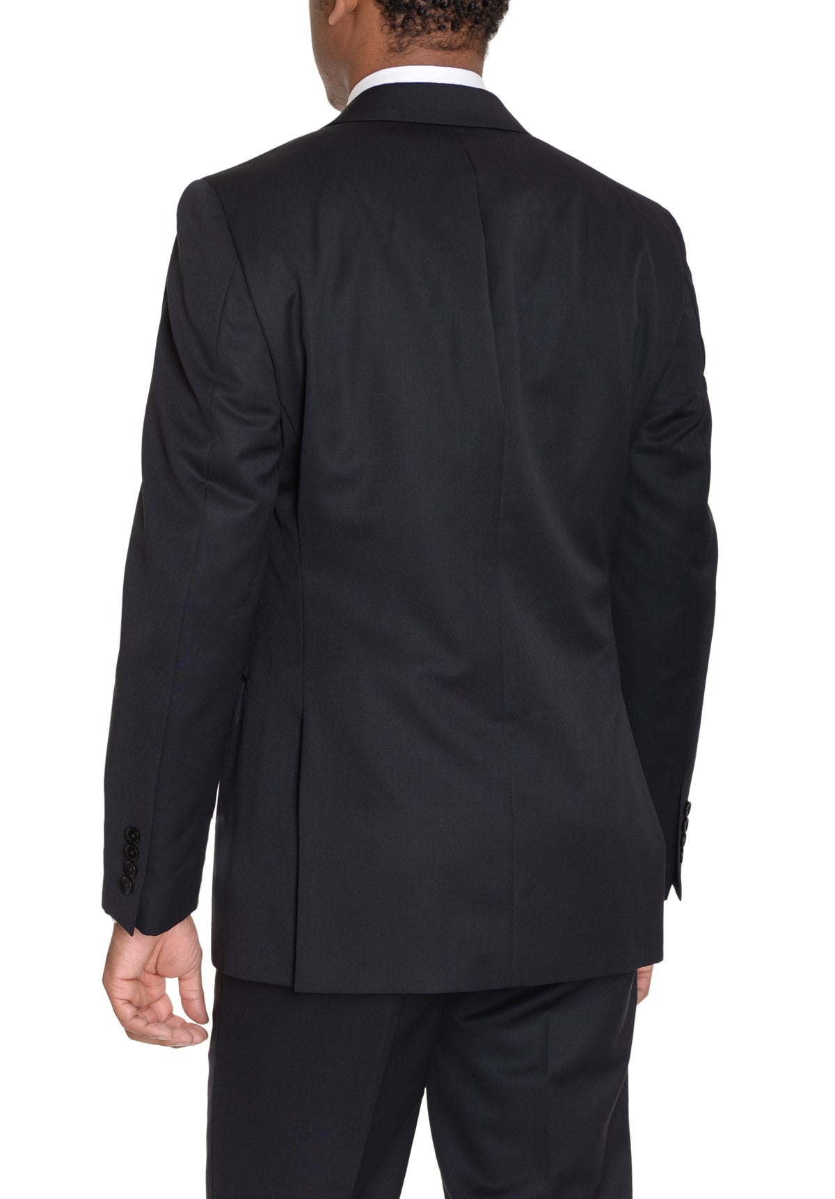 DKNY Men&#39;s Solid Black Wool Blend 2 Piece Suit
