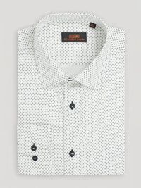 Thumbnail for Steven Land Mens White & Black Dot Cotton Blend Stretch Spread Collar Dress Shirt