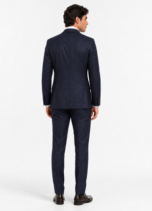 Tovaglia Mens Solid Navy Slim Fit Double Breasted Wool Cashmere Blend Suit