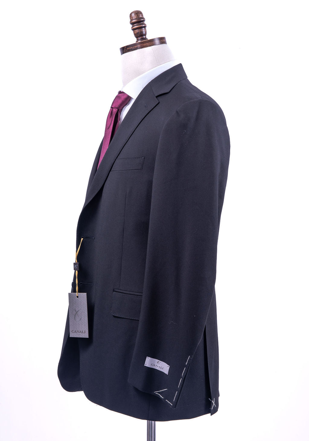 Canali 1934 Mens Solid Black 40R Drop 7 100% Wool 2 Button 2 Piece Suit