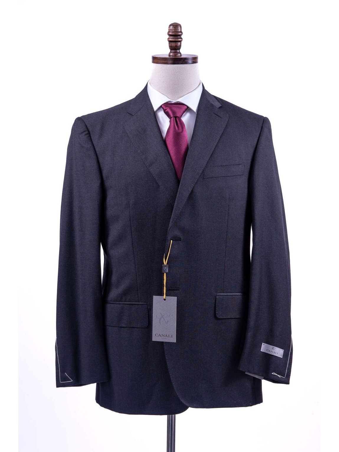 Canali 1934 Mens Solid Charcoal Gray 42r Drop 7 100 Wool 2 Button 2 Piece Suit The Suit Depot 9697