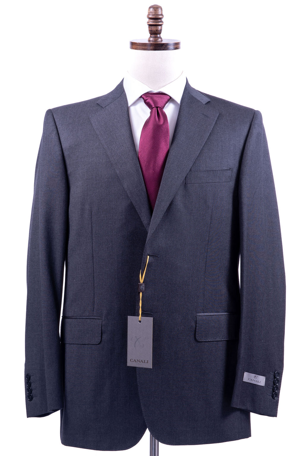 Canali 1934 Mens Solid Charocal Gray 42R Drop 6 100% Wool 2 Button 2 Piece Suit