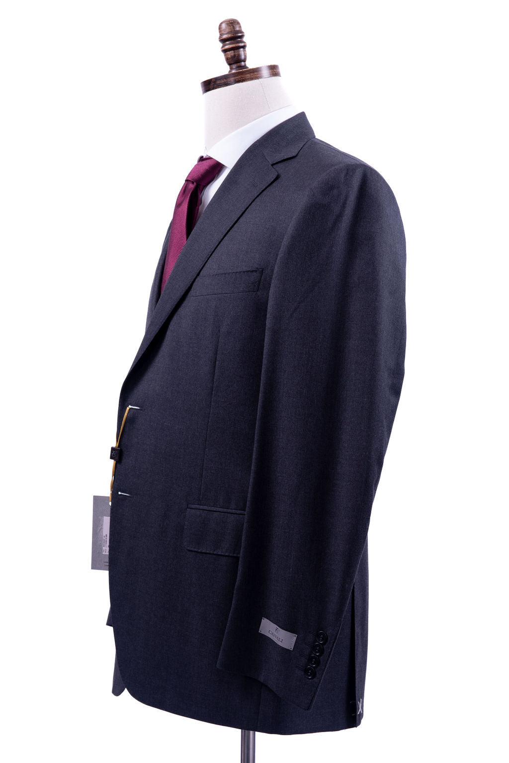 Canali 1934 Mens Solid Charocal Gray 42R Drop 6 100% Wool 2 Button 2 Piece Suit