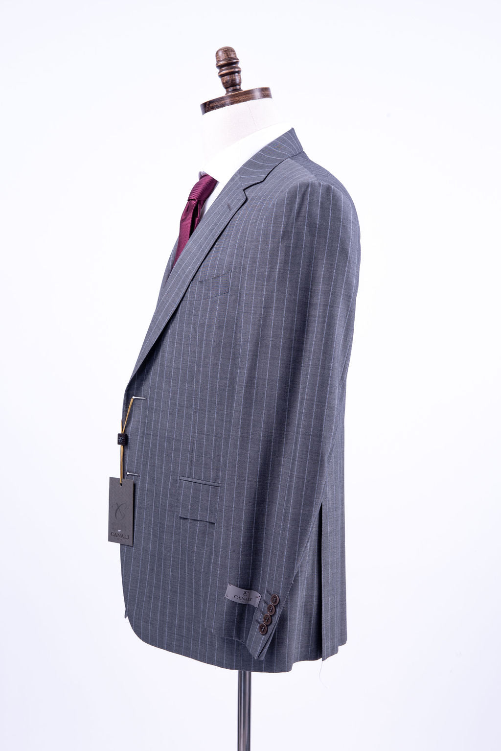 Canali 1934 Mens Gray Pinstriped 42R Drop 6 100% Wool 2 Button 2 Piece Suit