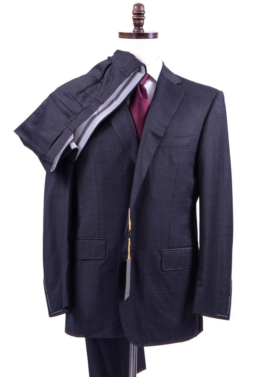 Canali 1934 Mens Charcoal Gray Glen Plaid 42R Drop 7 100% Wool 2 Piece Suit