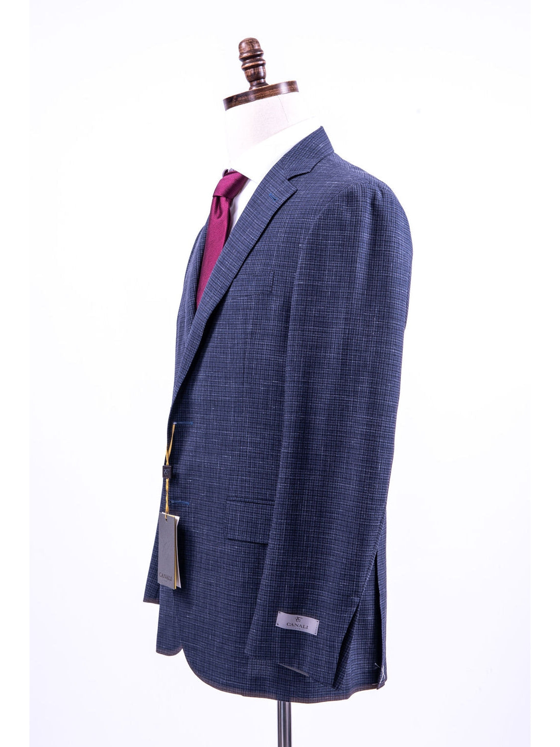 Canali 1934 Kei Mens Blue Check 42R Drop 8 Wool Silk Linen 2 Button 2 Piece Suit