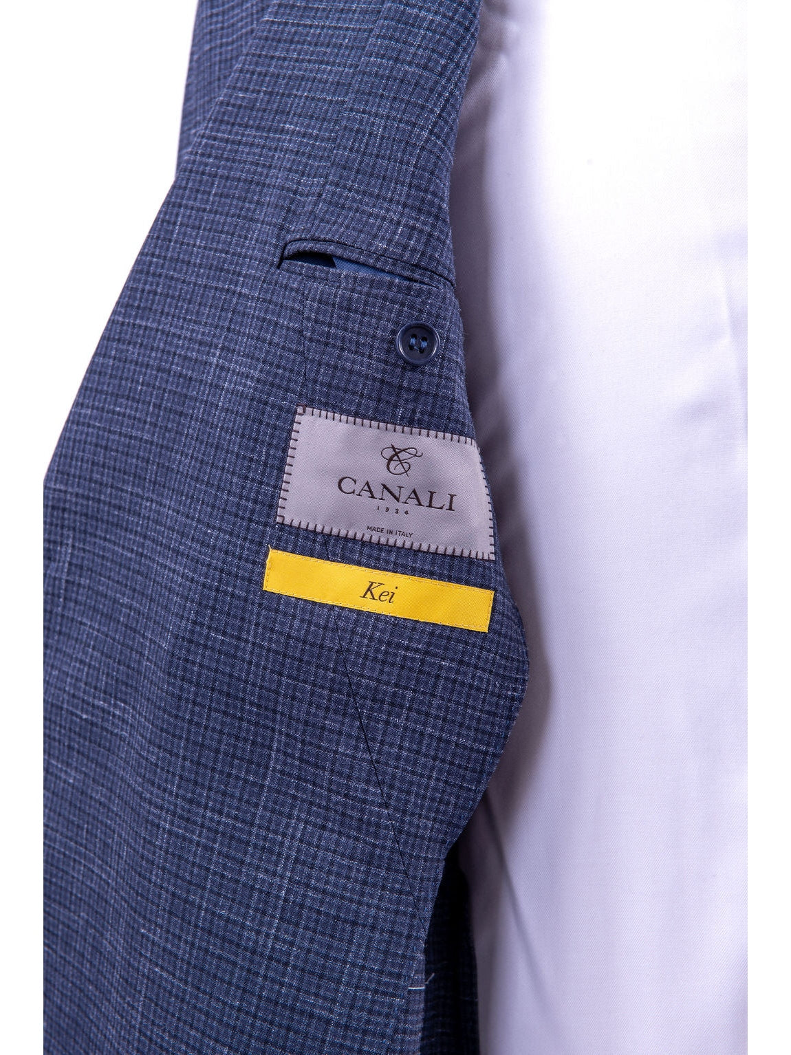 Canali 1934 Kei Mens Blue Check 42R Drop 8 Wool Silk Linen 2 Button 2 Piece Suit