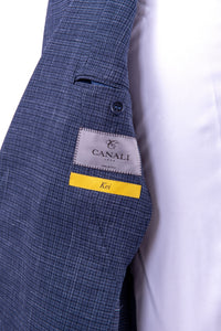 Thumbnail for Canali 1934 Kei Mens Blue Check 42R Drop 8 Wool Silk Linen 2 Button 2 Piece Suit