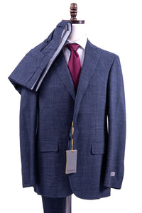 Thumbnail for Canali 1934 Kei Mens Blue Check 42R Drop 8 Wool Silk Linen 2 Button 2 Piece Suit
