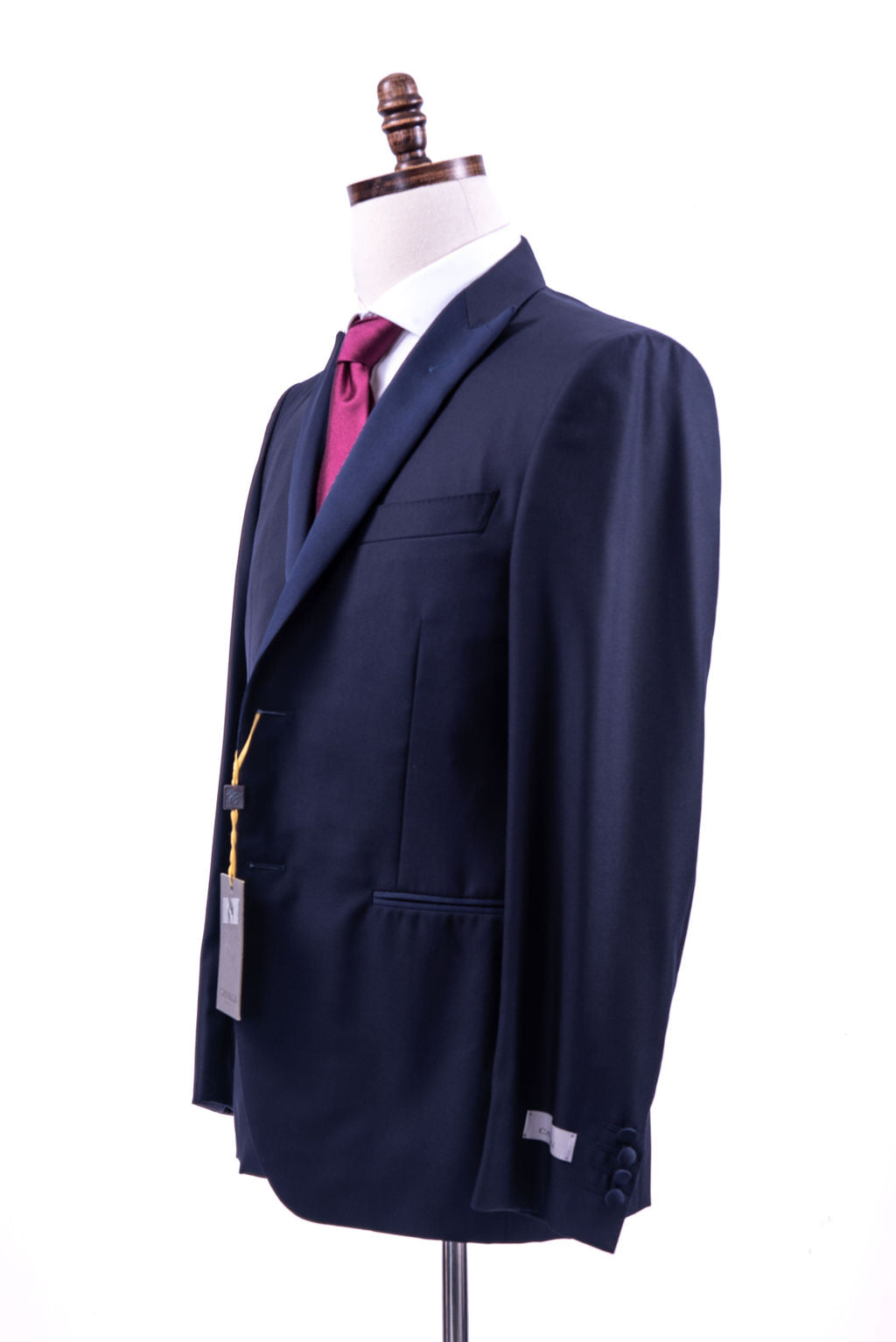 Canali 1934 Mens Solid Navy Blue 42R Drop 8 100% Wool Tuxedo Suit With Satin Lapels