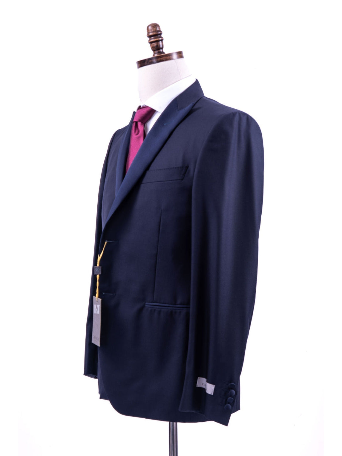 Canali 1934 Mens Solid Navy Blue 42R Drop 8 100% Wool Tuxedo Suit With Satin Lapels