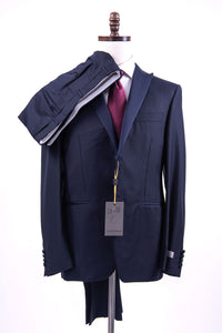 Thumbnail for Canali 1934 Mens Solid Navy Blue 42R Drop 8 100% Wool Tuxedo Suit With Satin Lapels