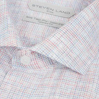 Thumbnail for Steven Land Mens Classic Fit Red & Blue 100% Cotton French Cuff Dress Shirt