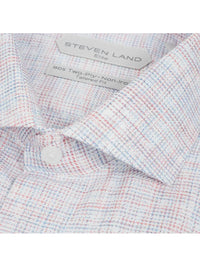 Thumbnail for Steven Land Mens Classic Fit Red & Blue 100% Cotton French Cuff Dress Shirt