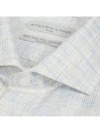 Thumbnail for Steven Land Mens Classic Fit Yellow & Blue 100% Cotton French Cuff Dress Shirt