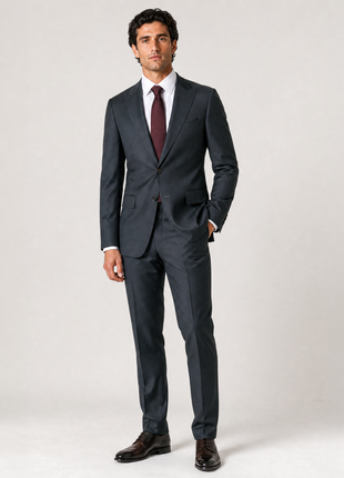Tovaglia Mens Solid Dark Green Slim Fit Peak Lapel Wool 3 Piece Suit