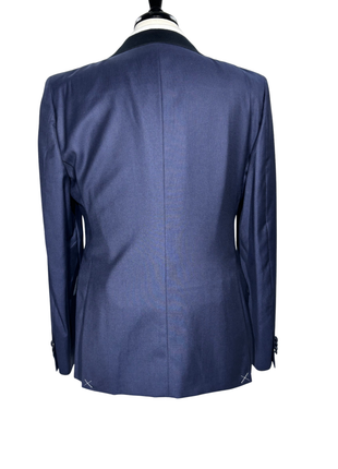 Corneliani CC Collection Navy Blue Micro-Textured Peak Lapel Slim Fit 3-Piece Wool Silk Tuxedo - 40R