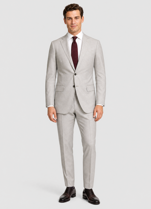 Ermenegildo Zegna Mens Solid Off-White Notch Lapel Classic Fit Cotton 2-Button Suit - 38R