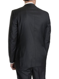 Thumbnail for Label E Mens Black Classic Fit 100% Super 150s Wool 2 Piece Suit