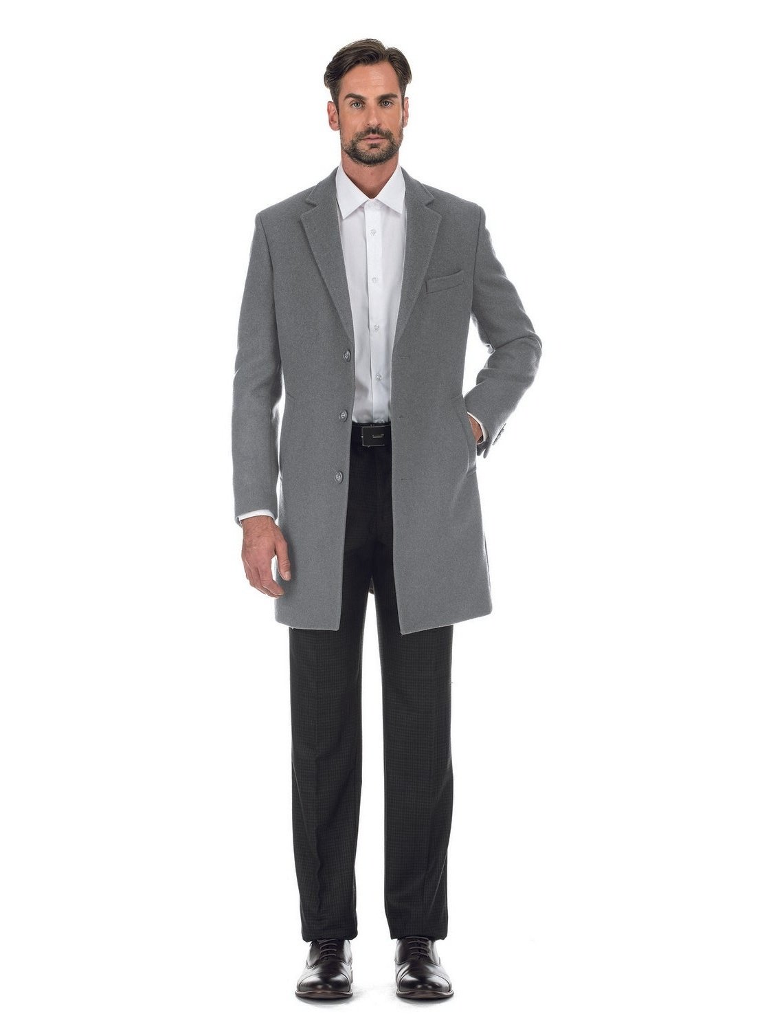English Laundry Wool Blend Breasted Light Grey Top Coat – The Suit