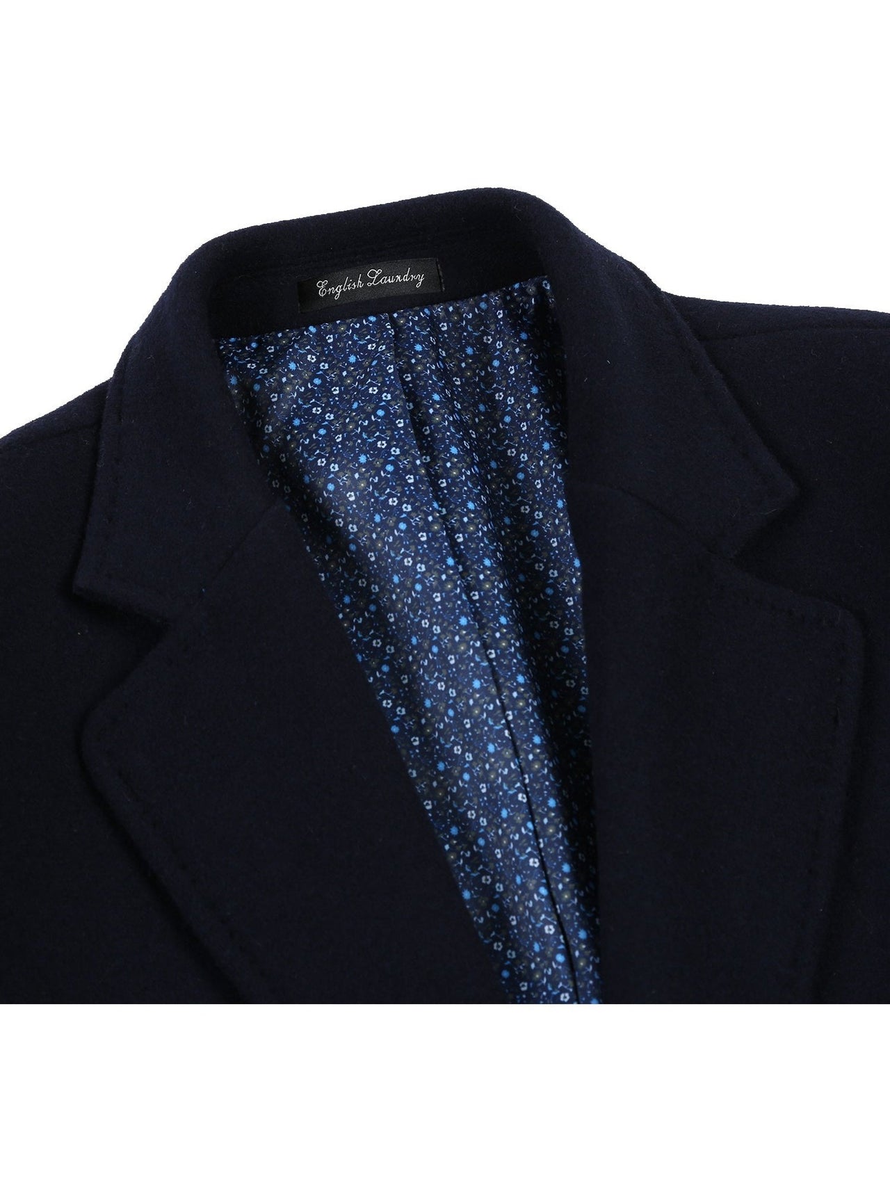 English Laundry Wool Blend Breasted Navy Top Coat