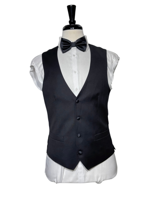 Corneliani Mens Solid Black Fully-Canvassed Satin Split Peak Lapel Slim Fit 3-Piece Wool Tuxedo - 42R