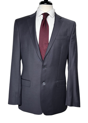 Versace Collection Mens Solid Charcoal Notch Lapel Classic Fit 2-Button Wool Suit - 40L