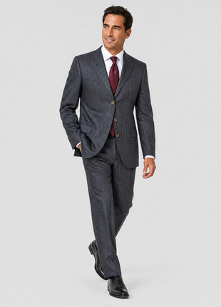 Sartoria Partenopea Mens Gray Stripe Notch Lapel Classic Fit 3-button Wool Suit - 42R