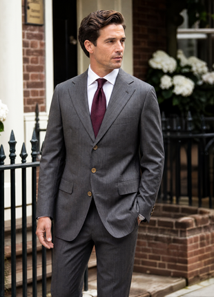 Sartoria Partenopea Mens Brown Pinstripe Notch Lapel Slim Fit 3-button Wool Suit - 44R