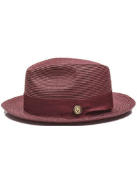 Thumbnail for Mens The Francesco Burgundy Straw Hat