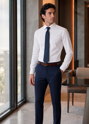 Christopher Morris Solid White Slim Fit Cotton Spread Collar Non-Iron French Cuff Dress Shirt - The Suit Depot