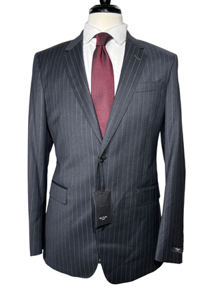 Paul Smith Mens Charcoal Pinstripe Half Canvassed Notch Lapel Slim Fit 2-Button Wool Suit  - 40R