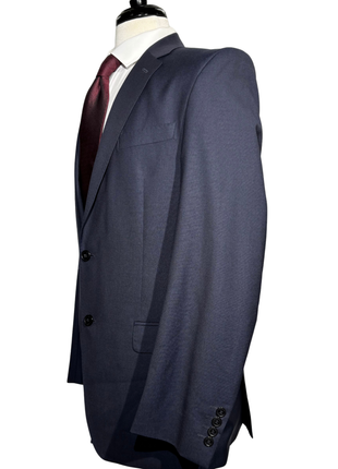 Versace Collection Mens Solid Navy Notch Lapel Classic Fit 2-Button Wool Silk Suit - 40L
