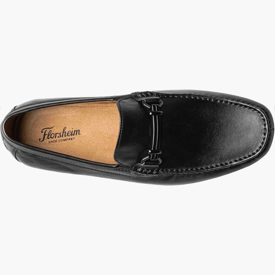 Florsheim Boys Talladega Solid Black Slip-on Moc Toe Bit Loafer Dress Shoes